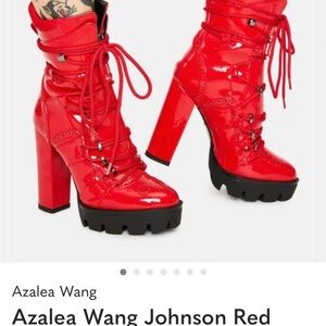 Azalea Wang Red Patent leather Johnson platform boot Sz 9